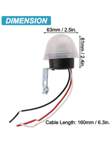 Interruptor de luz nocturna DIANQI AC/DC 12V 10A con fotocélula
