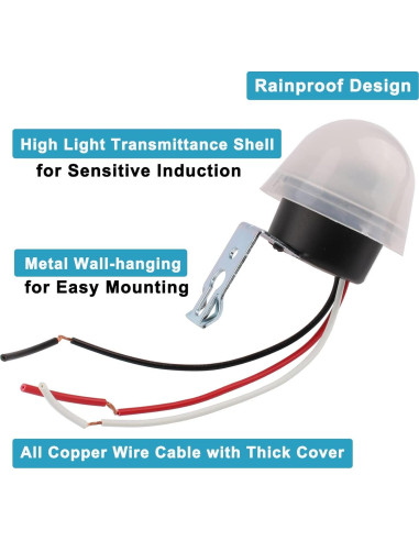 Interruptor de luz nocturna DIANQI AC/DC 12V 10A con fotocélula
