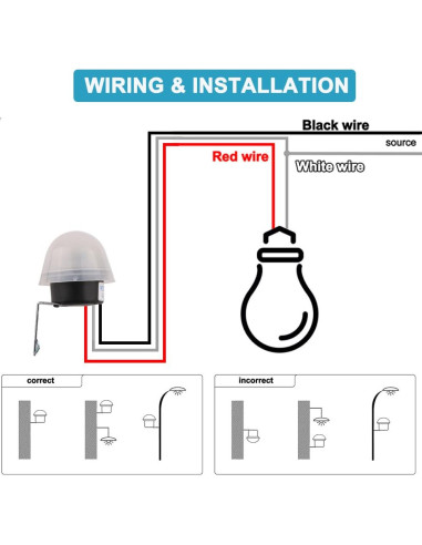 Interruptor de luz nocturna DIANQI AC/DC 12V 10A con fotocélula