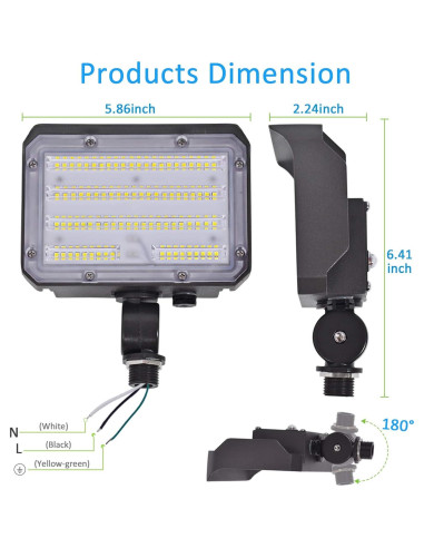 Luz de Inundación LED 30W SZGMJIA con Fotocélula 4050lm