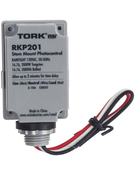 Control Fotocélula Exterior TORK RKP201 120V con Ajuste de Luz