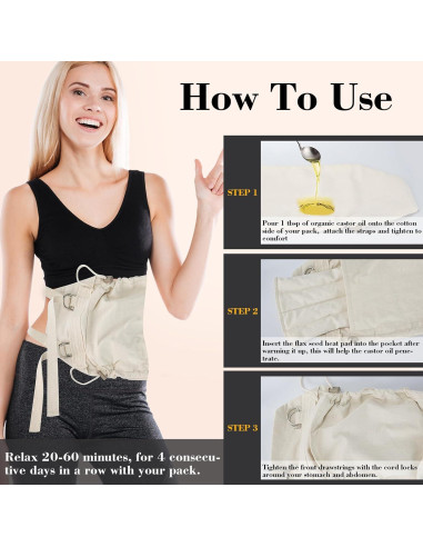 Compresa de Aceite de Ricino GLEFLE Ajustable 66-117 cm