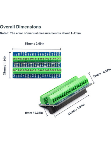 Placa de Conexión GPIO 40 Pines naughtystarts para Raspberry Pi