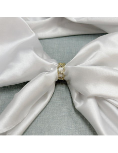 Anillo Broche de Bufanda de Seda Oro con Cadena de Enlace 1x2.3cm 2