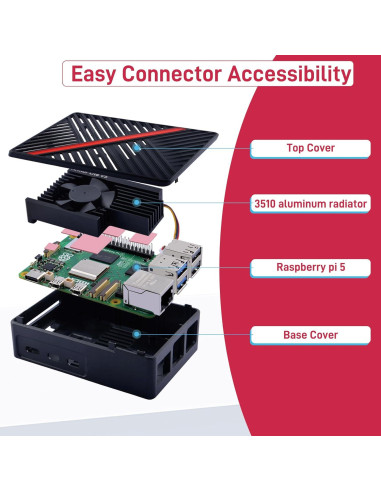 Caja GeeekPi para Raspberry Pi 5 con Ventilador Armor Lite V5