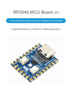 Placa MCU mini RP2040-Zero Waveshare USB-C 2MB Flash 2