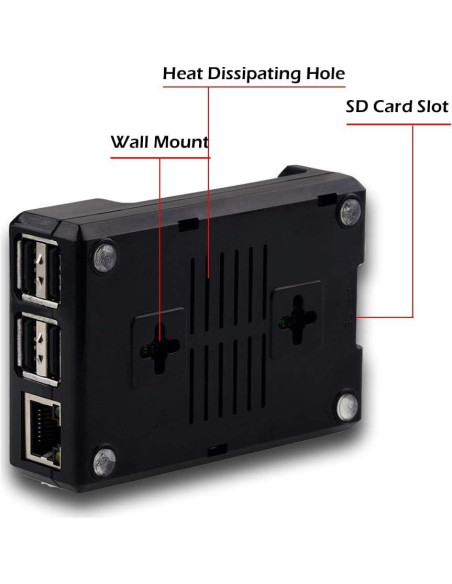 Caja Protectora ABS para Raspberry Pi 3B+/3B/2B - Negra