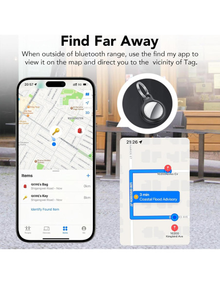 Etiquetas de Rastreo Bluetooth QCOQ - Paquete de 3, Negro