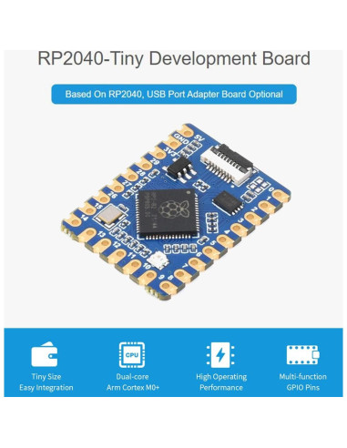 Placa RP2040-Tiny Waveshare, Microcontrolador Doble Núcleo