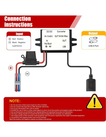 Convertidor Buck MZHOU 10-60V a 5V 3A IP67 para coche