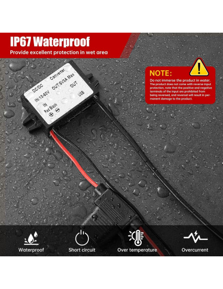 Convertidor Buck MZHOU 10-60V a 5V 3A IP67 para coche