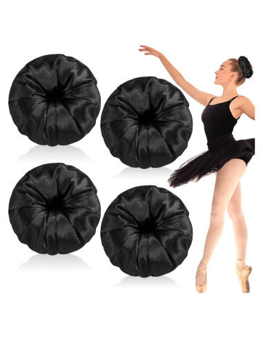 4 Donuts de Satén para Moño de Cabello Yuxung - Negro