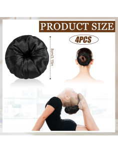 4 Donuts de Satén para Moño de Cabello Yuxung - Negro 2