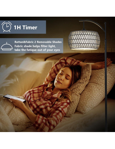 Lámpara de Pie Boho Eyassi con Control Remoto y Bombilla LED 9W