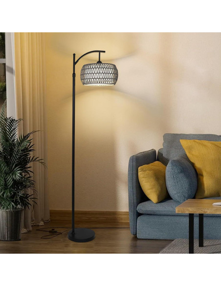 Lámpara de Pie Boho Eyassi con Control Remoto y Bombilla LED 9W