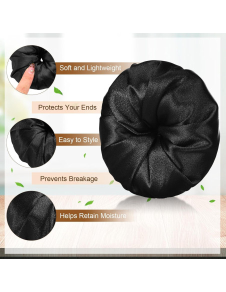 4 Donuts de Satén para Moño de Cabello Yuxung - Negro
