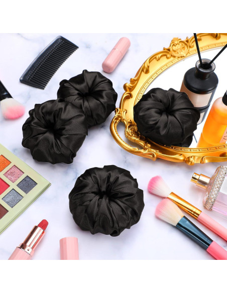 4 Donuts de Satén para Moño de Cabello Yuxung - Negro