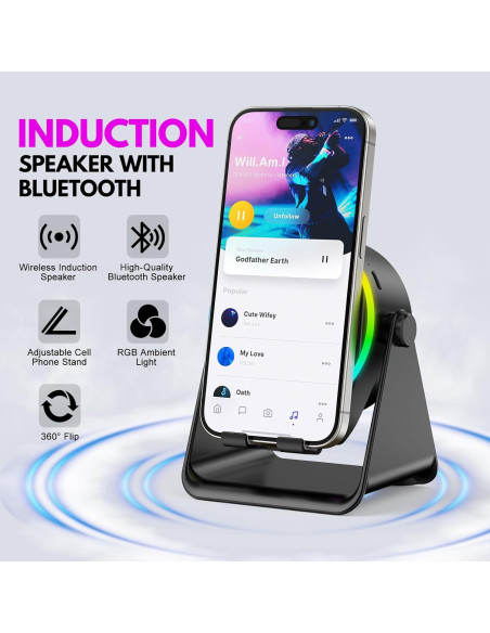 Altavoz Inalámbrico GIM 4 en 1 con Luz RGB y Soporte Ajustable