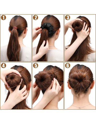 4 Donuts de Satén para Moño de Cabello Yuxung - Negro