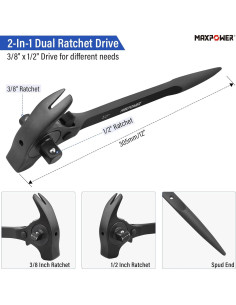 Llave de Carraca MAXPOWER 1/2" y 3/8" Multifuncional 2