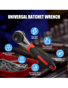 Kit Llave de Carraca Ajustable CMTOOL 6-22mm Mango Antideslizante 2