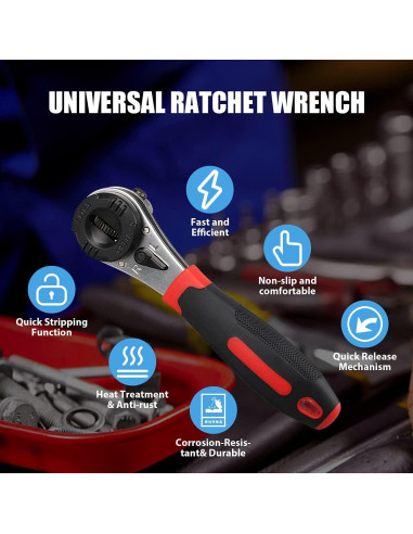 Kit Llave de Carraca Ajustable CMTOOL 6-22mm Mango Antideslizante