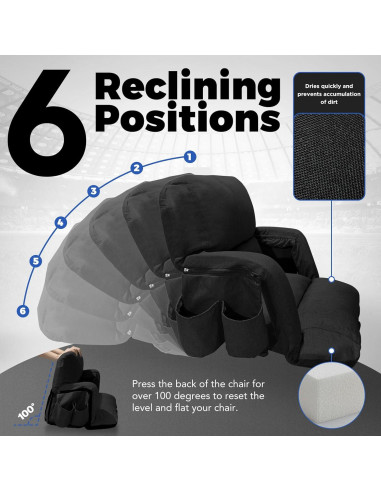 Sillas de Gradas Anchas y Reclinables yeyeeyyee - 57.15 cm Negro