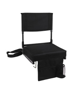 Silla de Estadio Plegable JST GAMEZ ST-01-BK-ULTRA con Respaldo Alto y Cojín