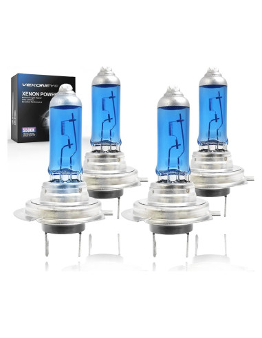 Paquete de 4 Bombillas Halógenas H7 12V 55W VEXONEYE 5000K