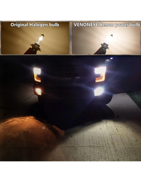 Paquete de 4 Bombillas Halógenas H7 12V 55W VEXONEYE 5000K