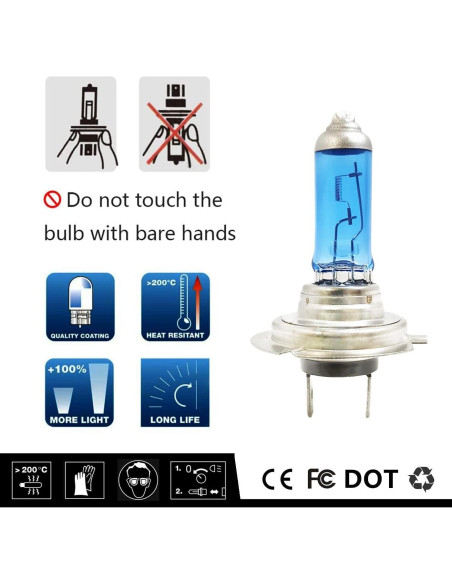 Paquete de 4 Bombillas Halógenas H7 12V 55W VEXONEYE 5000K