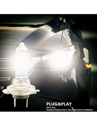 Paquete de 4 Bombillas Halógenas H7 12V 55W VEXONEYE 5000K