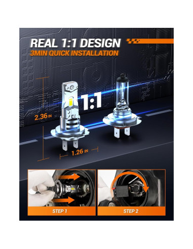 Bombillas de Luz de Niebla H7 SEALIGHT S3 32000LM 60000h