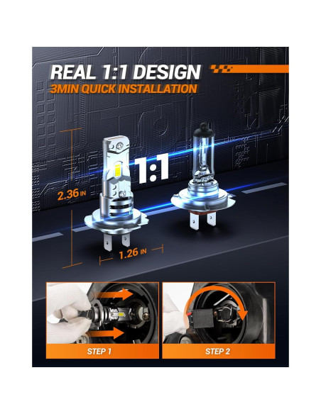 Bombillas de Luz de Niebla H7 SEALIGHT S3 32000LM 60000h