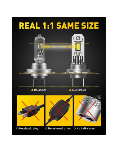 Bombillas LED H7 AUXITO 350% Más Brillantes 6500K - Paquete de 2
