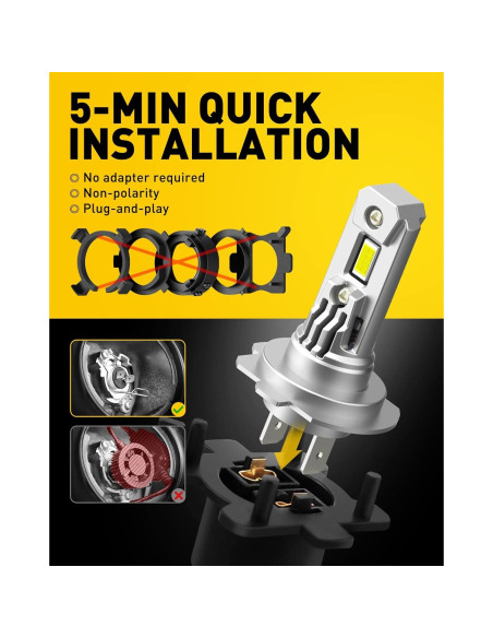 Bombillas LED H7 AUXITO 350% Más Brillantes 6500K - Paquete de 2