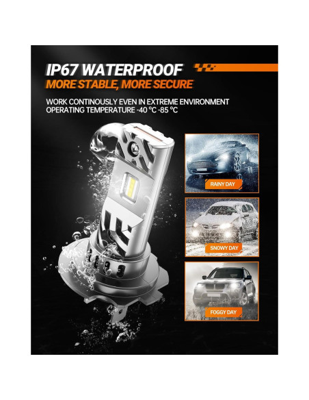 Bombillas de Niebla SEALIGHT S6 H7 33000LM 60000h Luz Blanca