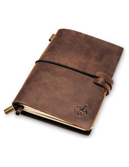 Cuaderno de viaje de cuero Wanderings - 10cm x 13cm - Recargable