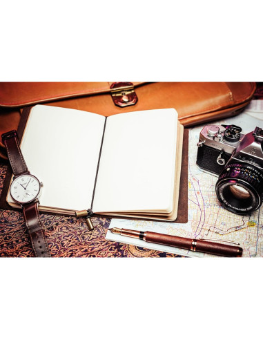 Cuaderno de viaje de cuero Wanderings - 10cm x 13cm - Recargable