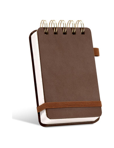 Cuaderno Espiral Yoment de Cuero 150 Páginas Marrón 7.62x12.7cm