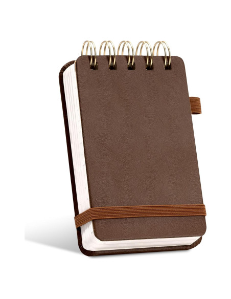Cuaderno Espiral Yoment de Cuero 150 Páginas Marrón 7.62x12.7cm