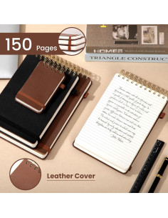 Cuaderno Espiral Yoment de Cuero 150 Páginas Marrón 7.62x12.7cm 2