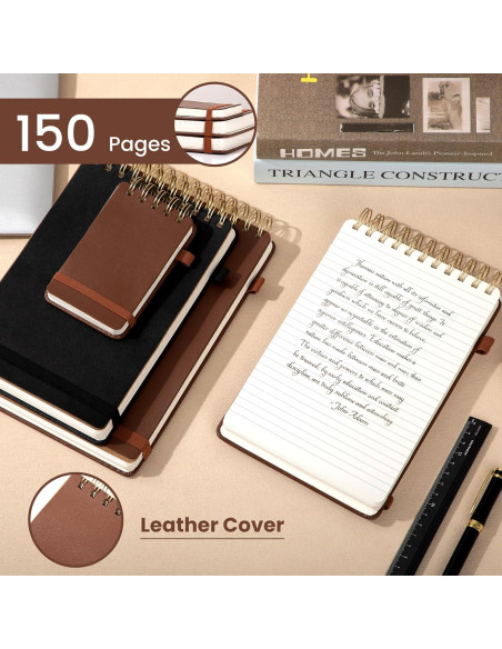 Cuaderno Espiral Yoment de Cuero 150 Páginas Marrón 7.62x12.7cm