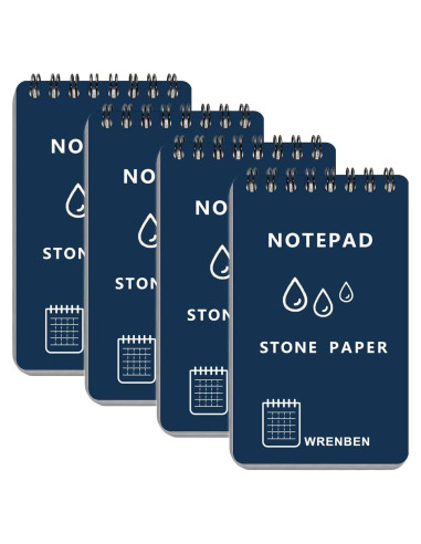 Cuaderno Espiral Impermeable WRENBEN A7 Azul - Paquete de 4