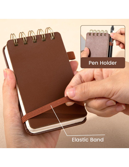 Cuaderno Espiral Yoment de Cuero 150 Páginas Marrón 7.62x12.7cm