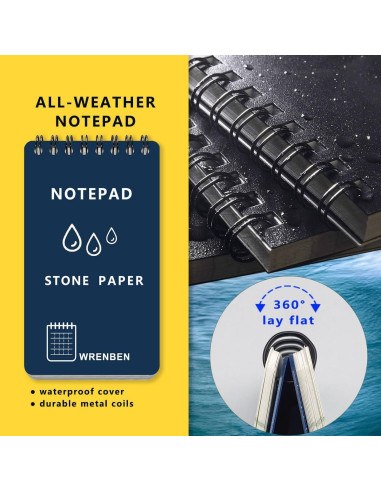 Cuaderno Espiral Impermeable WRENBEN A7 Azul - Paquete de 4