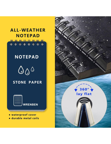 Cuaderno Espiral Impermeable WRENBEN A7 Azul - Paquete de 4