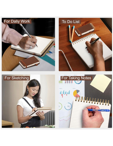 Cuaderno Espiral Yoment de Cuero 150 Páginas Marrón 7.62x12.7cm