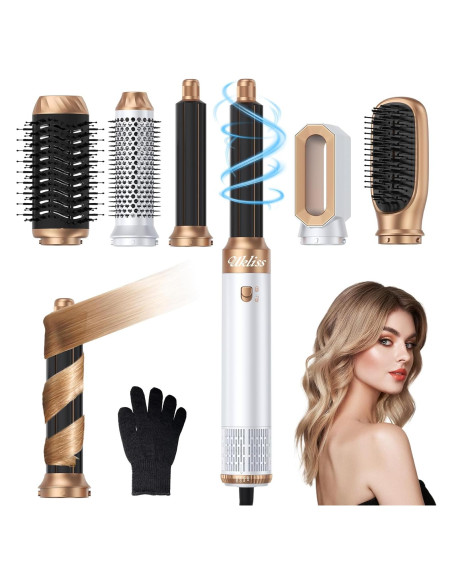 Secador y Cepillo 6 en 1 UKLISS Blanco - Estilizador Iónico para Cabello