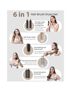 Secador y Cepillo 6 en 1 UKLISS Blanco - Estilizador Iónico para Cabello 2